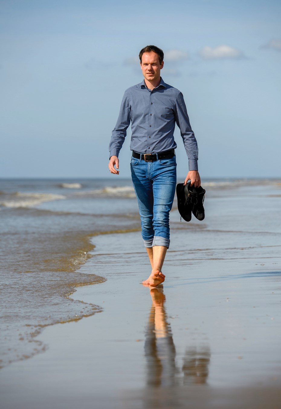 Melvin Mak op het strand